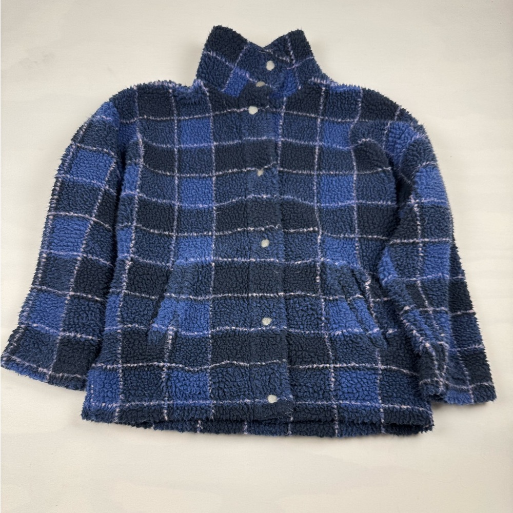 Roxy Set Your Sights Sherpa Jacket Plaid Blue Women’s XS